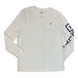 Hurley White Long Sleeve Tee with Blue Accents